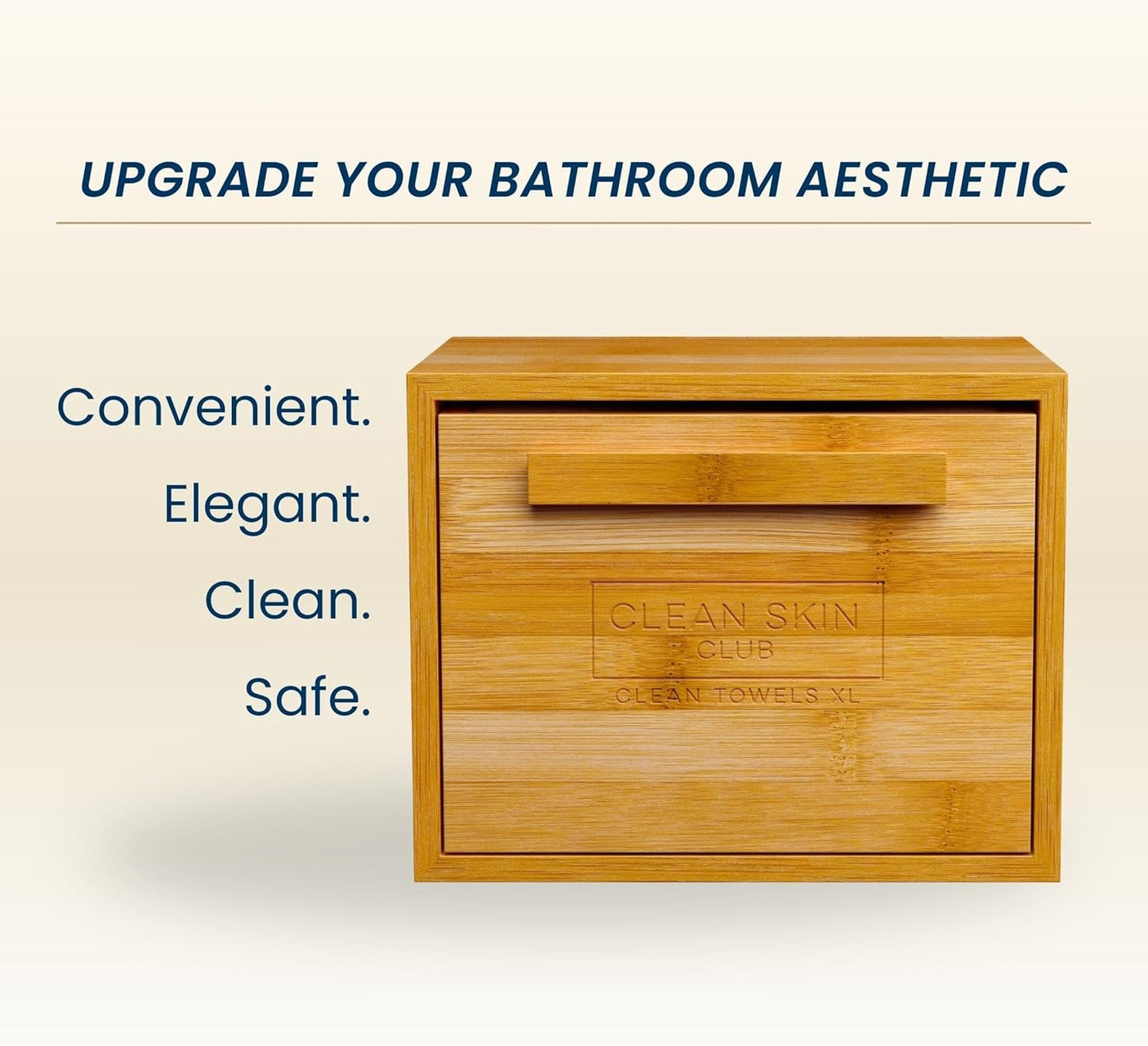 Luxe Bamboo Box with Drawer & Towels XL, Face Towel, Disposable Makeup Remover Dry Wipes, Facial Wash (Bamboo Container Drawer)