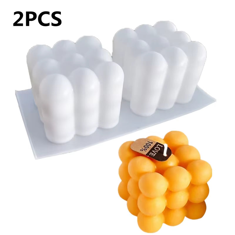 Newest Square Magic Cube Candles Mould Soy Wax Candles Mold 3D Silicon Molds for Resin Art Candle Candle Plaster Making Mould