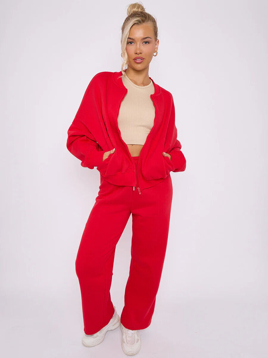 Women Bomber Oversize Baggy 2 Piece Lounge Wear Casual Set Ladies Suit Tracksuit