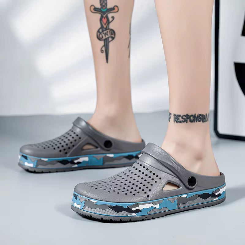Men Sandals Black Garden Casual Aqua Clogs Hot Male Band Sandals Summer Slides Beach Swimming Shoes Slippers Zapatillas Hombre