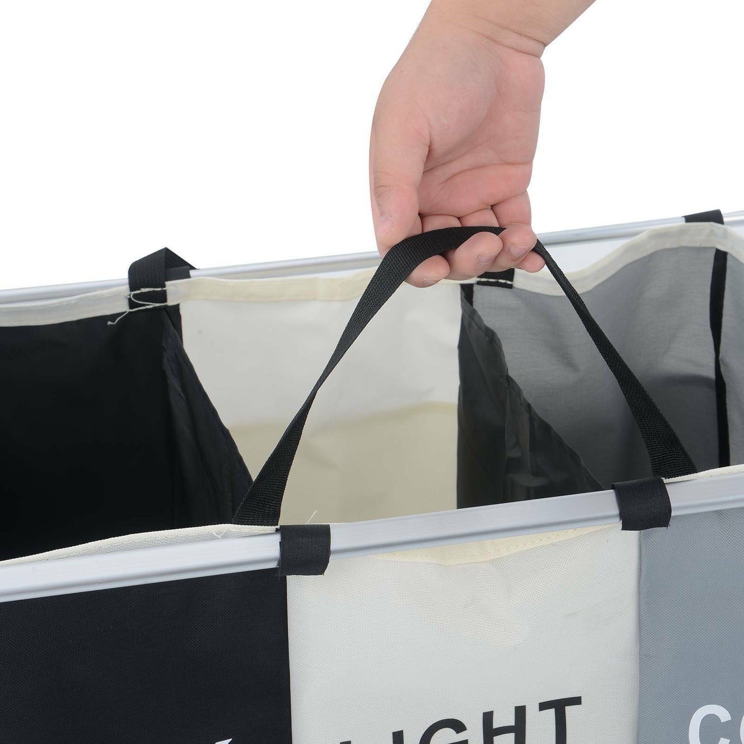 Aluminium Large Laundry Basket Hamper Washing Clothes Storage Bin Bag Light Dark