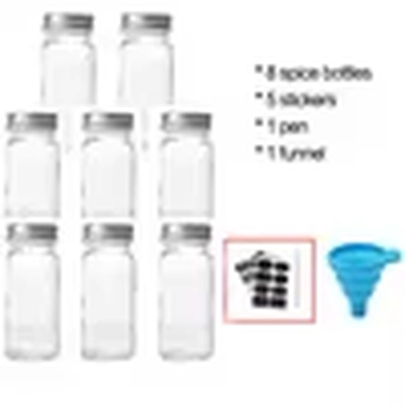Glass Spice Jars with Bamboo Lid Spice Seasoning Box Spice Containers Pot Salt Pepper Bottle Kitchen Supplies Organizer Jar Set