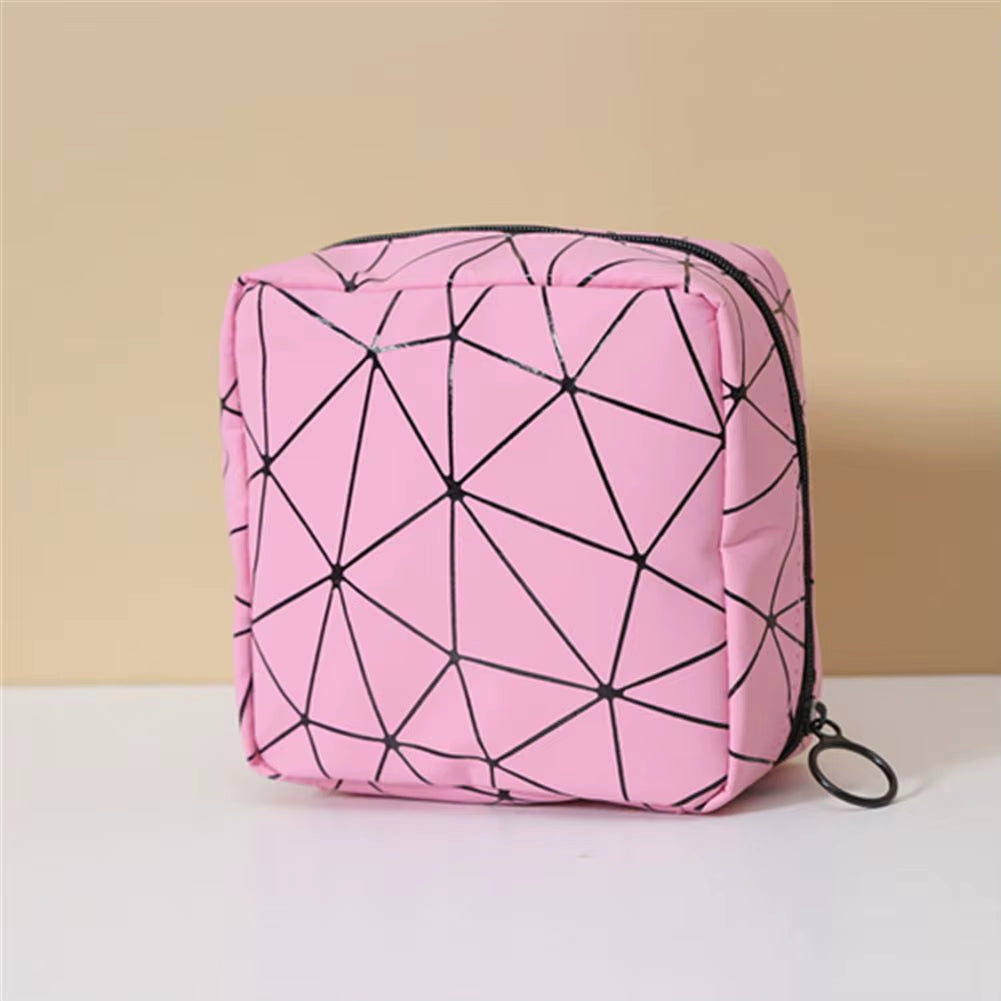 Multifunctional Rhombus Pattern Sanitary Pad Bags Reusable Napkin Storage Organizer Women Pad Pouch Bags Portable Makeup Bags