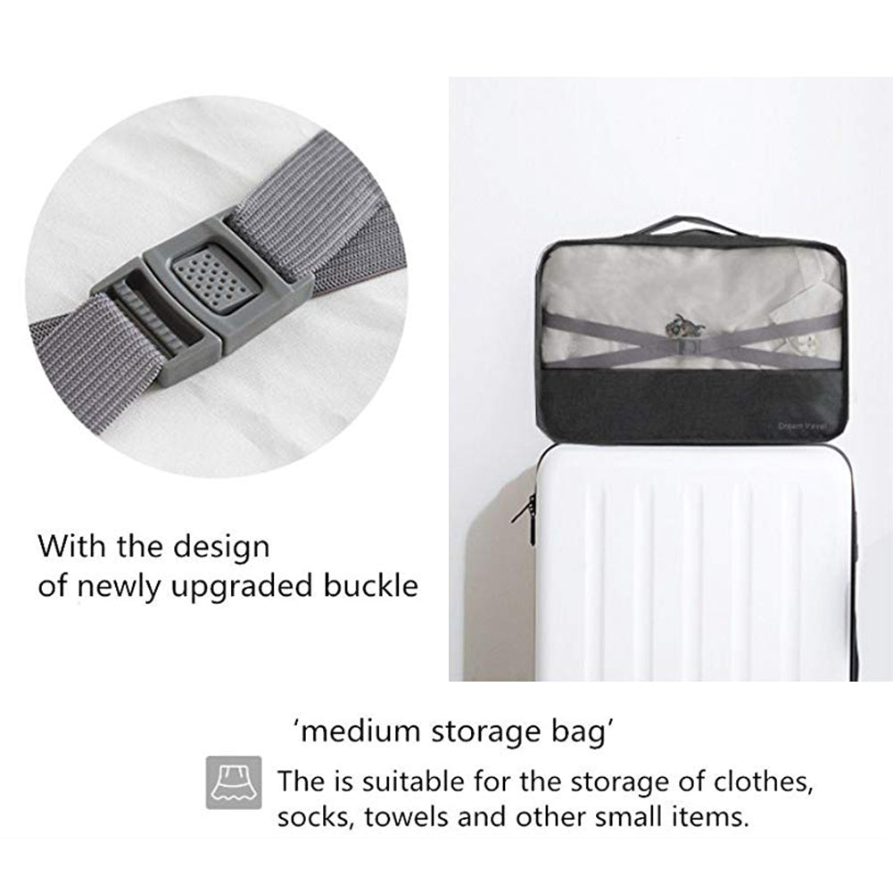 7Pcs Packing Cubes Luggage Storage Organiser Travel Compression Suitcase Bags