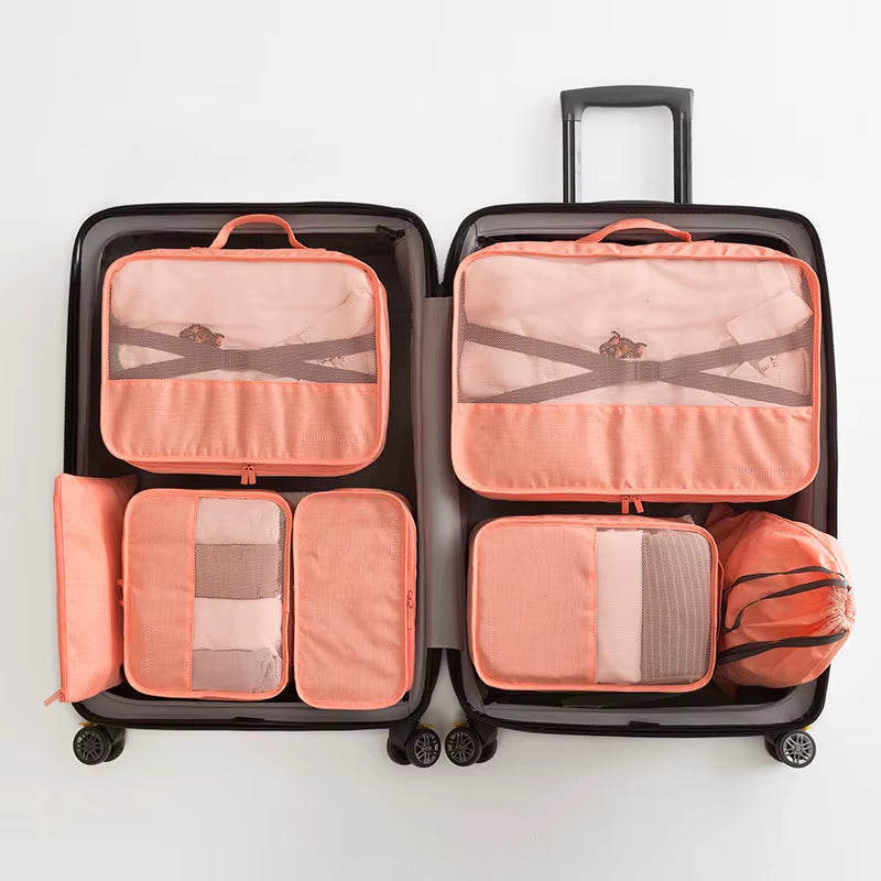 High-Grade 7Pcs/Set Suitcase Organizer Koffer Luggage Organizer Laundry Pouch Packing Cubes Set Storage Bag for Clothes
