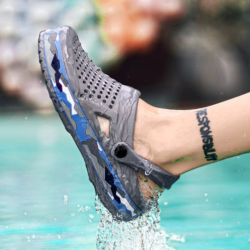 Men Sandals Black Garden Casual Aqua Clogs Hot Male Band Sandals Summer Slides Beach Swimming Shoes Slippers Zapatillas Hombre