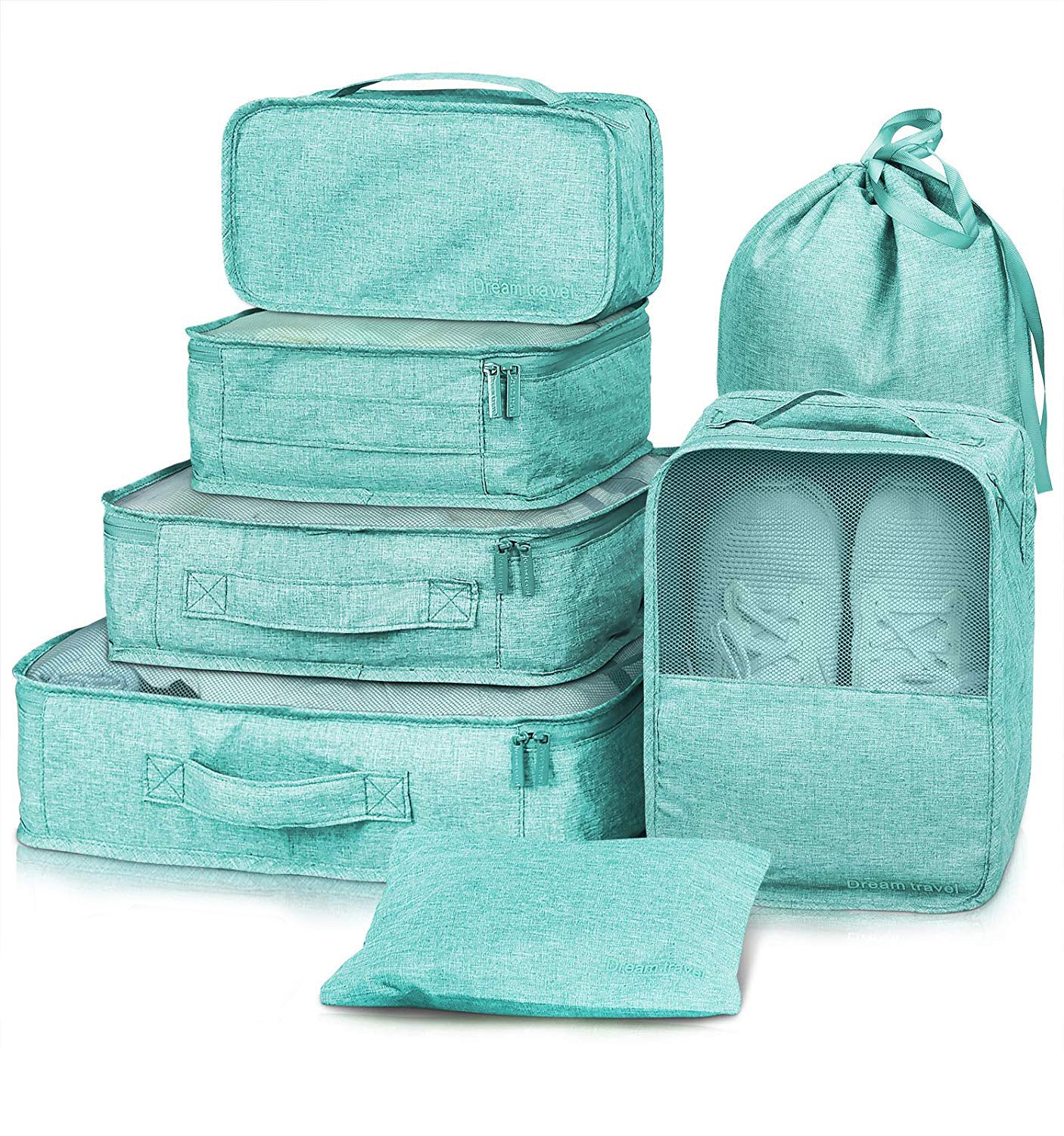 7Pcs Packing Cubes Luggage Storage Organiser Travel Compression Suitcase Bags