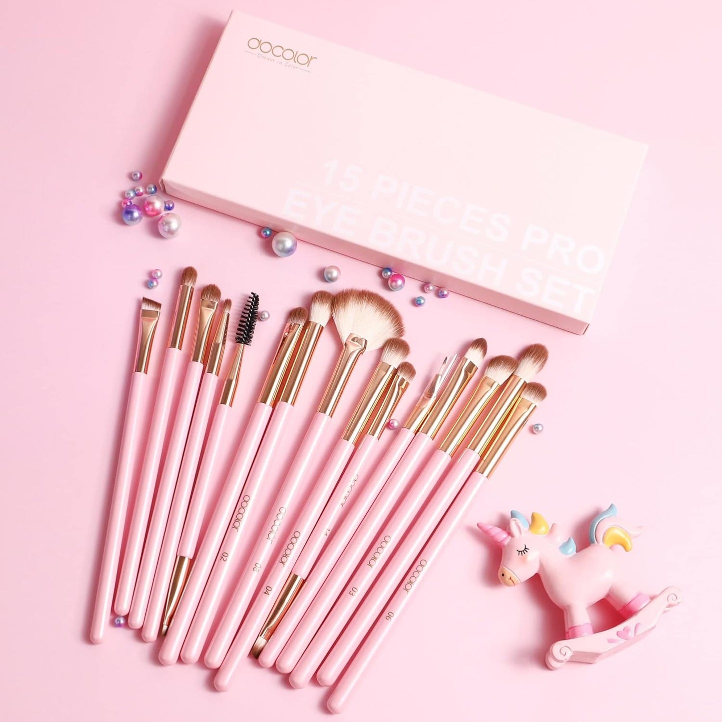 Eye Makeup Brushes 15Pcs Synthetic Eyeshadow Brush Eye Makeup Brush Set with Soft Hairs Professional Eye Shadow Blending Concealer Eyebrow Eye Liners Premium Eye Make up Brushes Set(Pink)