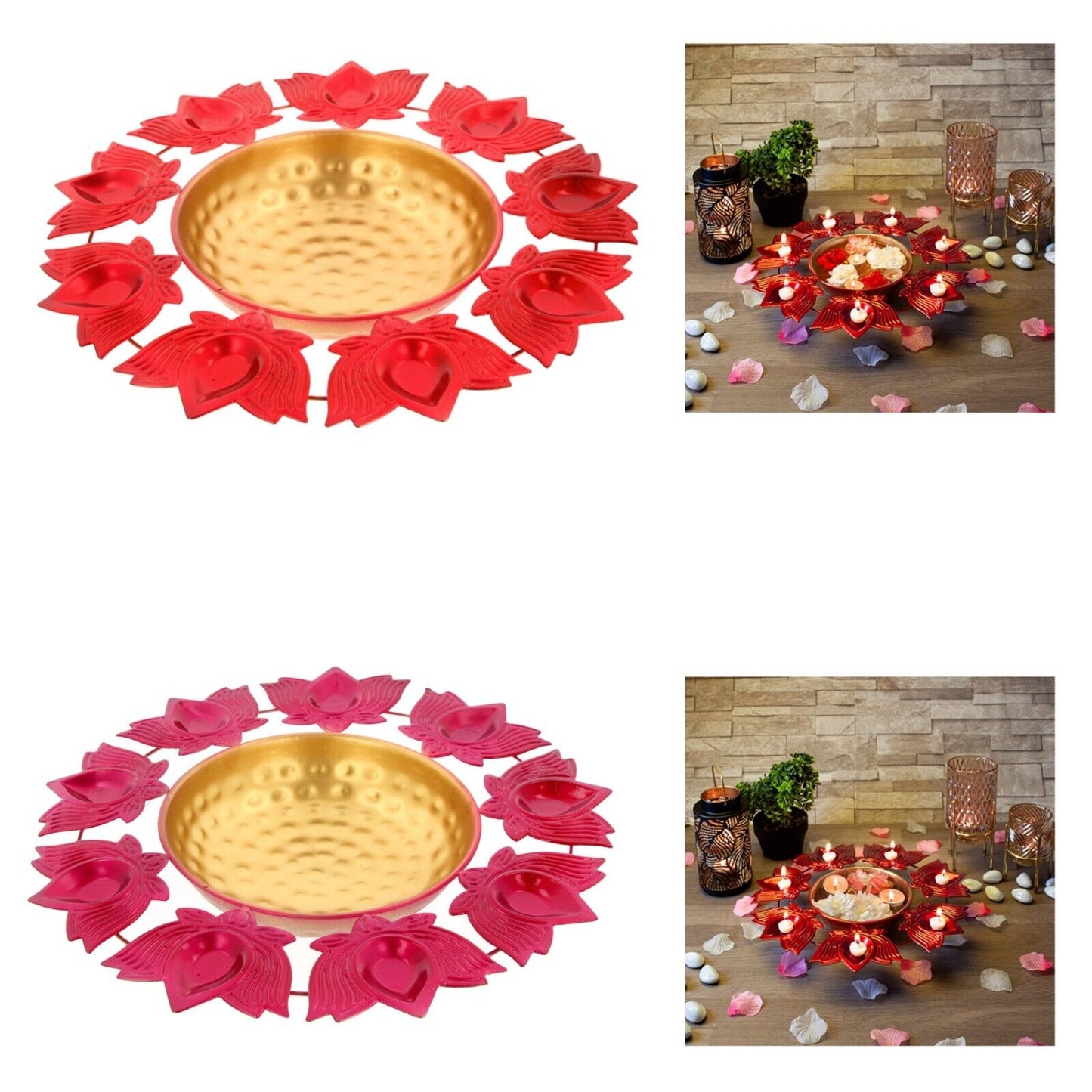Urli Bowl Diwali Diya Holder Floating Flower Tea Light Candle Indian Décor Lotus