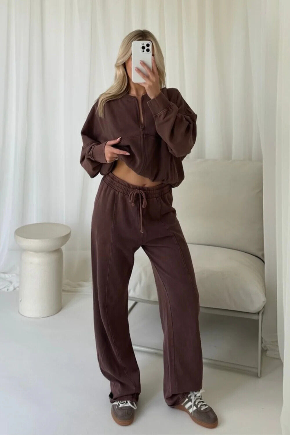 Women Bomber Oversize Baggy 2 Piece Lounge Wear Casual Set Ladies Suit Tracksuit