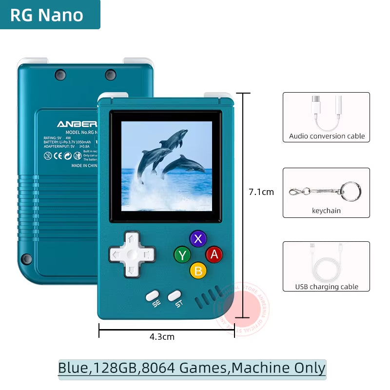 G Nano Handheld Game Console Portable Retro Video Games Consoles Hand Held Aluminum Alloy CNC Music Player 1.54Inch IPS