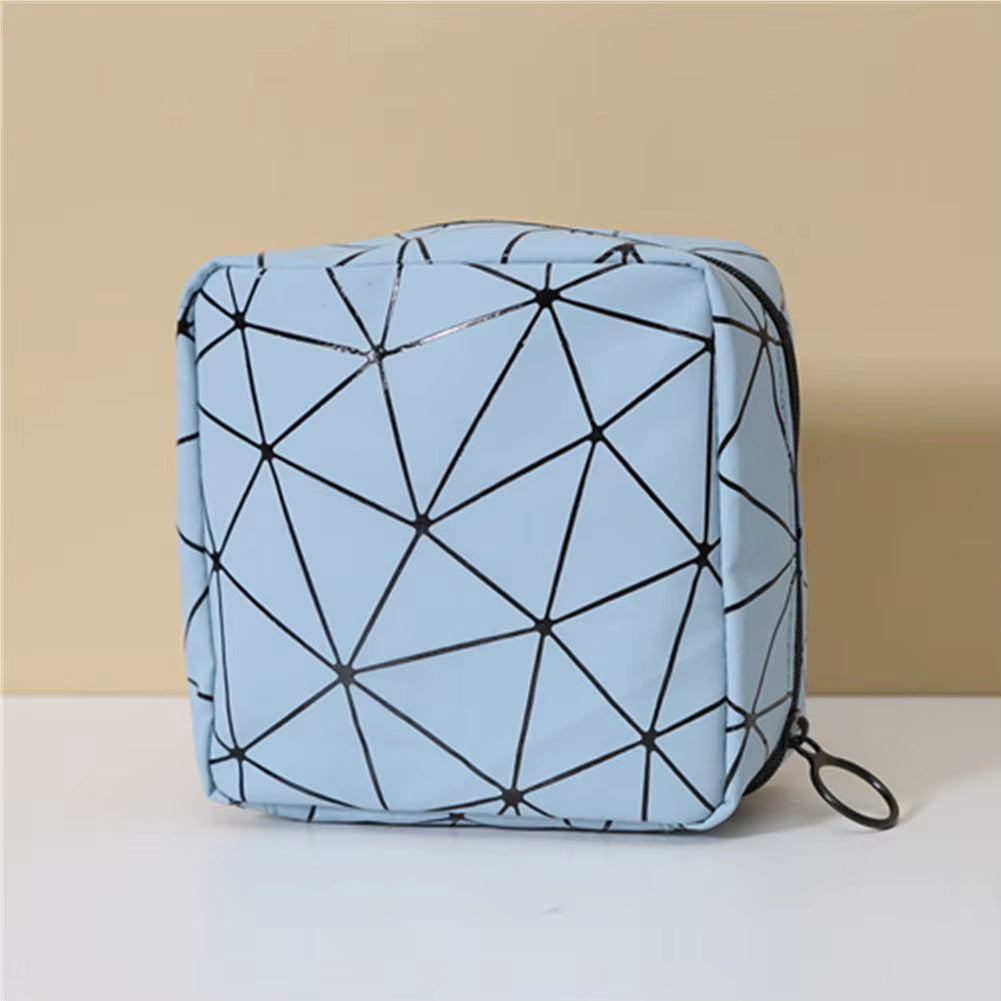 Multifunctional Rhombus Pattern Sanitary Pad Bags Reusable Napkin Storage Organizer Women Pad Pouch Bags Portable Makeup Bags