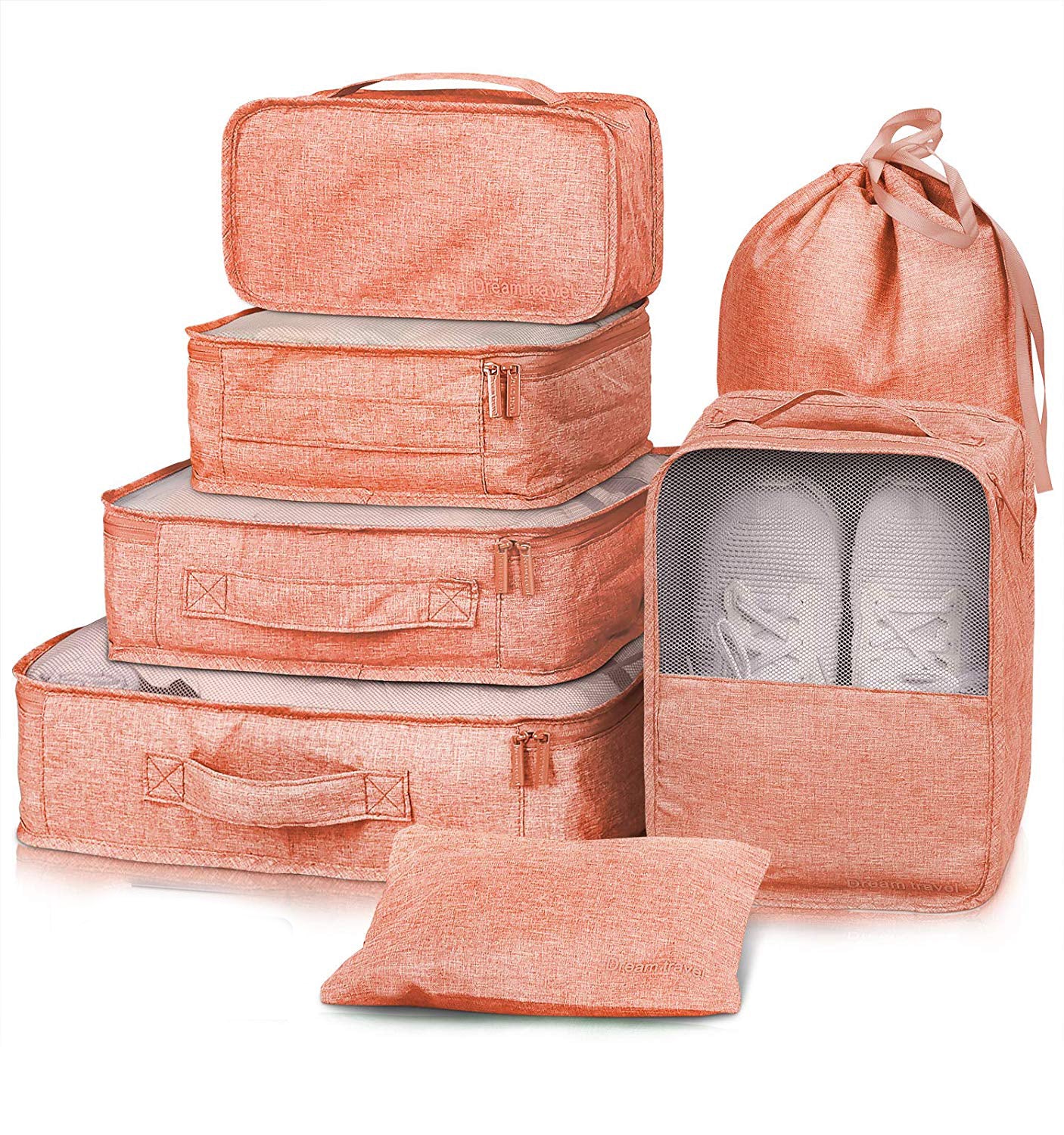 7Pcs Packing Cubes Luggage Storage Organiser Travel Compression Suitcase Bags