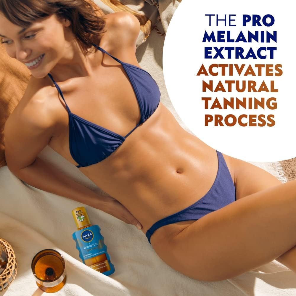 Protect & Bronze Sun Spray (200 Ml), Bronzing Tanning Lotion Spray with SPF30, Advanced Suncream Protection, Natural Pro-Melanin Extract (Packing May Vary)