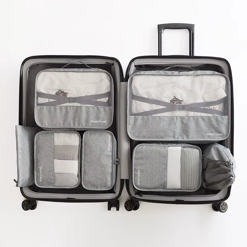 High-Grade 7Pcs/Set Suitcase Organizer Koffer Luggage Organizer Laundry Pouch Packing Cubes Set Storage Bag for Clothes