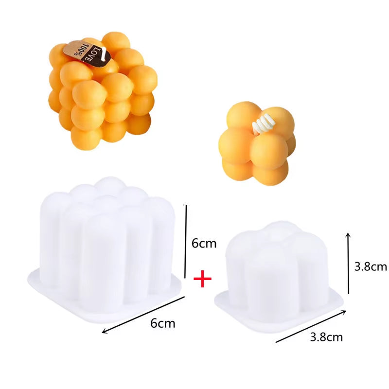 Newest Square Magic Cube Candles Mould Soy Wax Candles Mold 3D Silicon Molds for Resin Art Candle Candle Plaster Making Mould