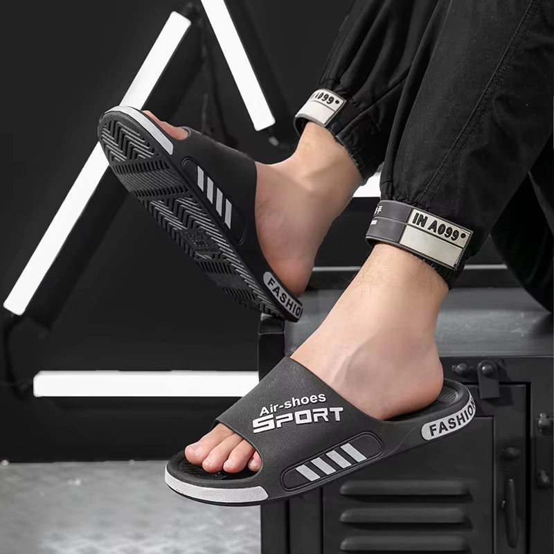 Fashion Men'S Slippers PVC Soft Sole Non-Slip Slides Casual Outdoor Beach Flip Flops Home Bathroom Couples Slippers New Sandal