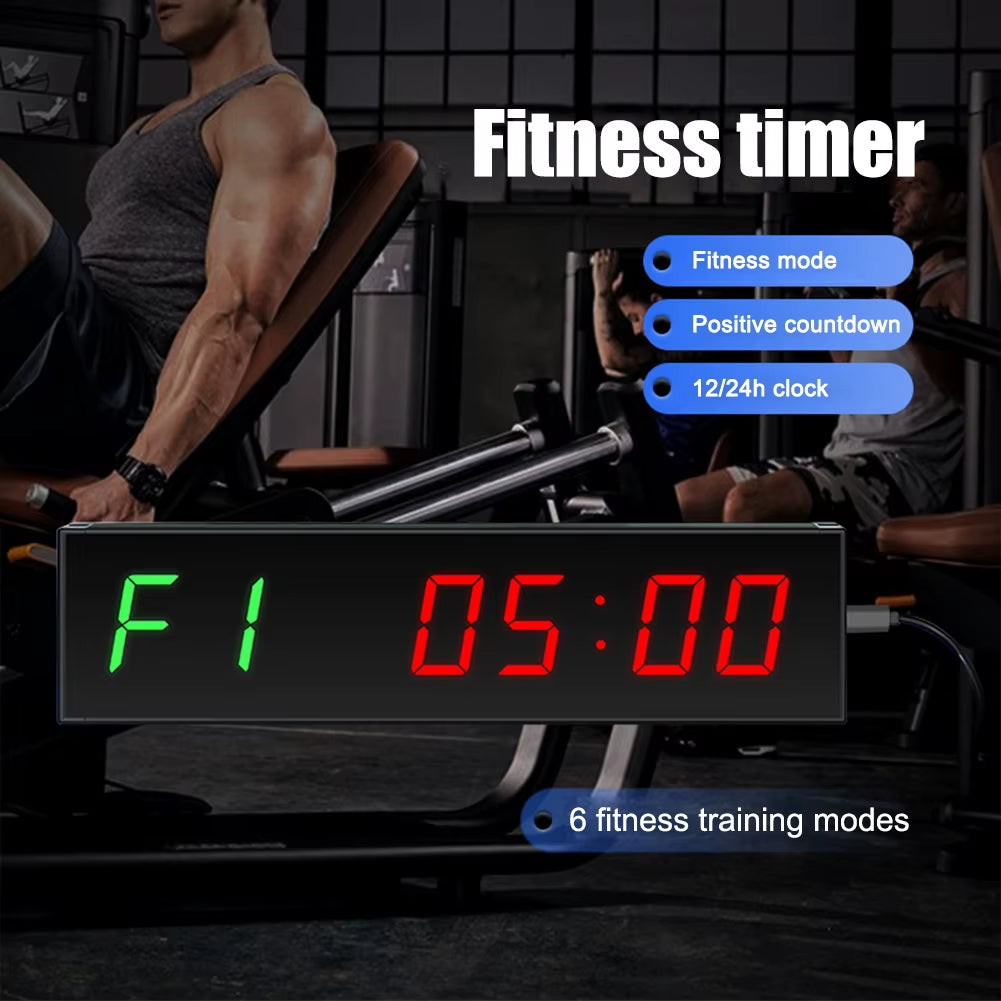 LED Digital Countdown Clock Wall Mounted Gym Timer with Adhesive Hook Digital Kitchen Timer Remote Control Sport Stopwatch