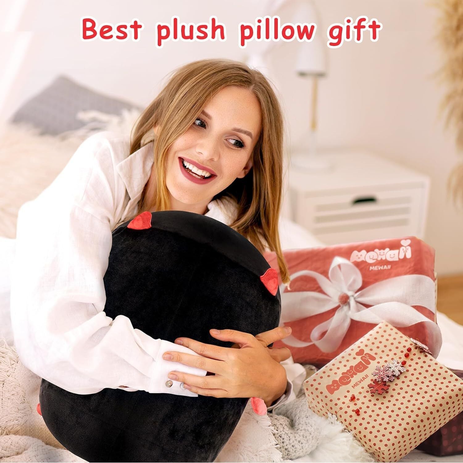 Long Cat Pillow Plush Sleeping Hugging Cushion Stuffed Cute Squishy Kitty Black