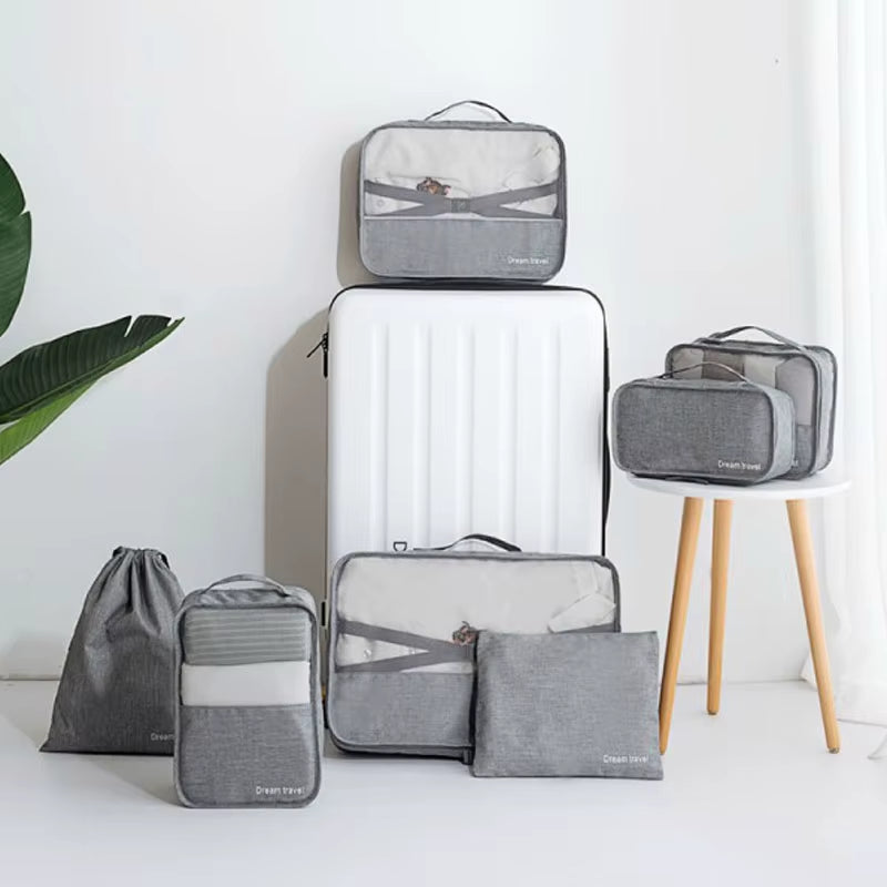 High-Grade 7Pcs/Set Suitcase Organizer Koffer Luggage Organizer Laundry Pouch Packing Cubes Set Storage Bag for Clothes