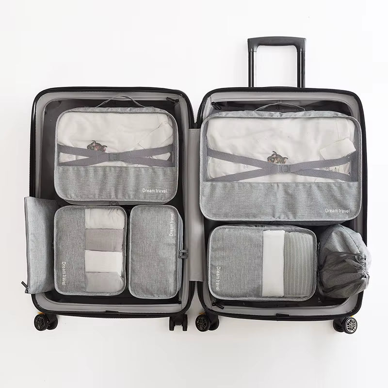 High-Grade 7Pcs/Set Suitcase Organizer Koffer Luggage Organizer Laundry Pouch Packing Cubes Set Storage Bag for Clothes