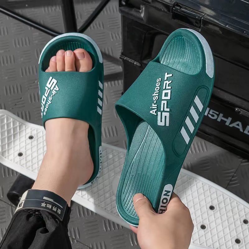 Fashion Men'S Slippers PVC Soft Sole Non-Slip Slides Casual Outdoor Beach Flip Flops Home Bathroom Couples Slippers New Sandal