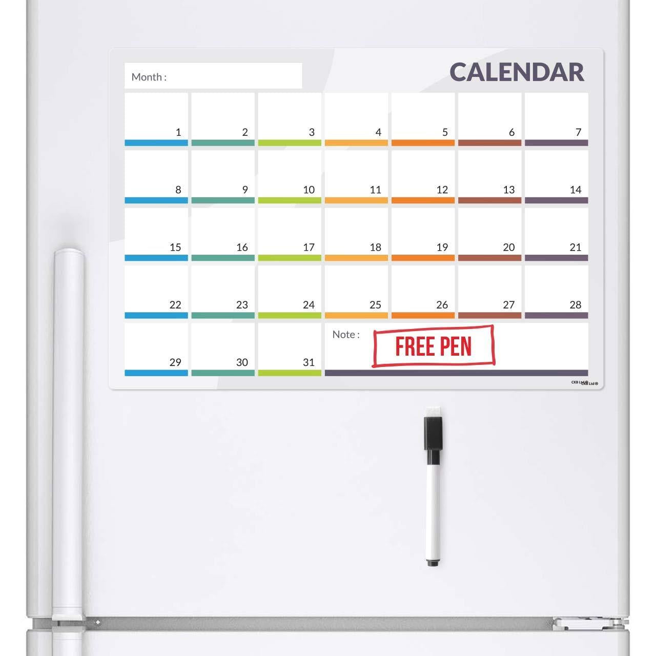 CALENDER Fridge Board Magnetic Pen Notice Memo Planner Whiteboard Large Monthly