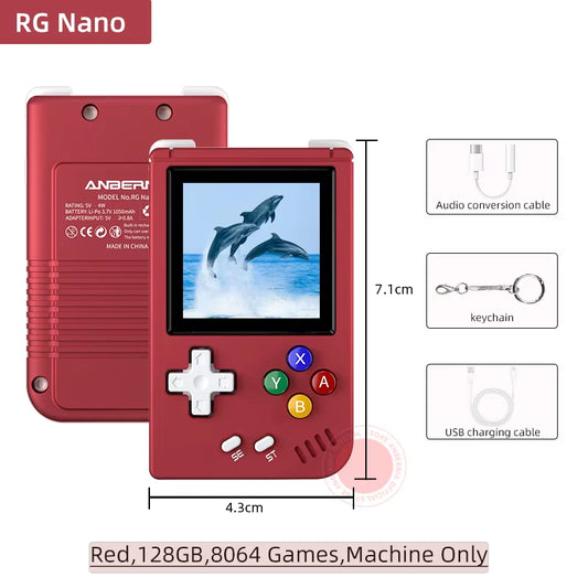 G Nano Handheld Game Console Portable Retro Video Games Consoles Hand Held Aluminum Alloy CNC Music Player 1.54Inch IPS