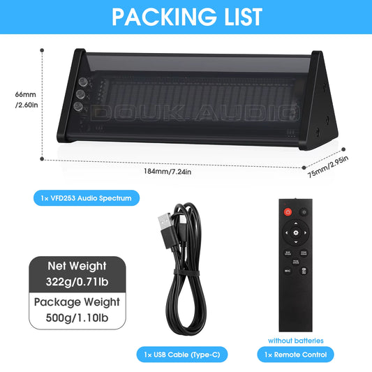 Nobsound Bluetooth 5.0 VFD Clock Music Spectrum Display Screen Sound Level Meter 3.5Mm AUX Audio Switcher Box
