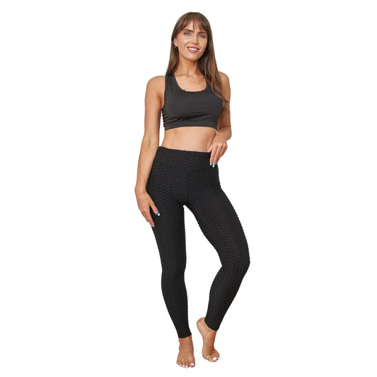 OHS Honeycomb Leggings Push up High Waist Gym Yoga Women Anti-Cellulite Pants UK