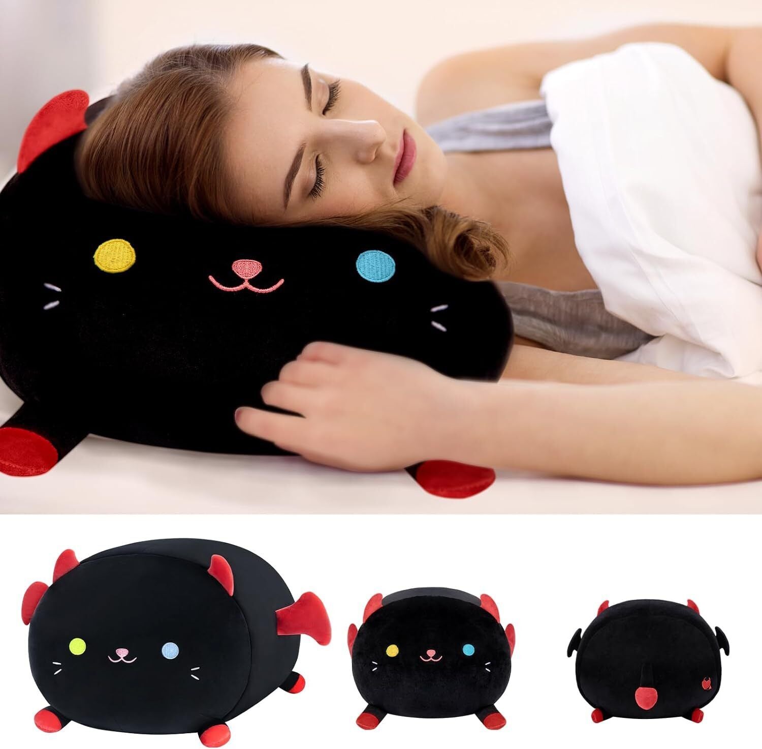 Long Cat Pillow Plush Sleeping Hugging Cushion Stuffed Cute Squishy Kitty Black