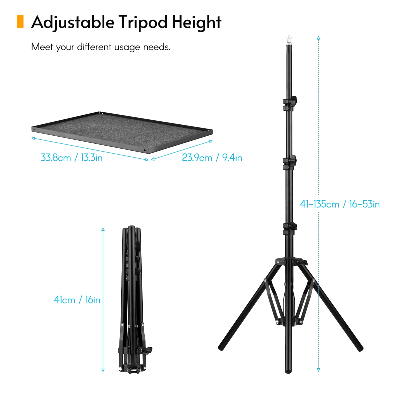 Universal Laptop Projector Tripod Stand &Holder Aluminum Alloy Computer Projector Floor Stand 41-135Cm/ 16-53In Ajudtable Height
