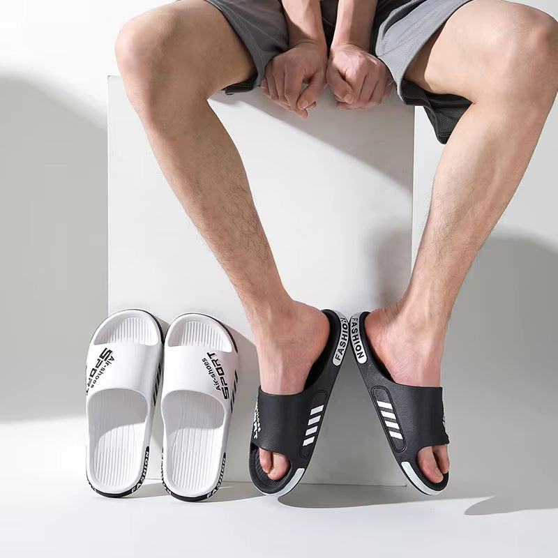 Fashion Men'S Slippers PVC Soft Sole Non-Slip Slides Casual Outdoor Beach Flip Flops Home Bathroom Couples Slippers New Sandal