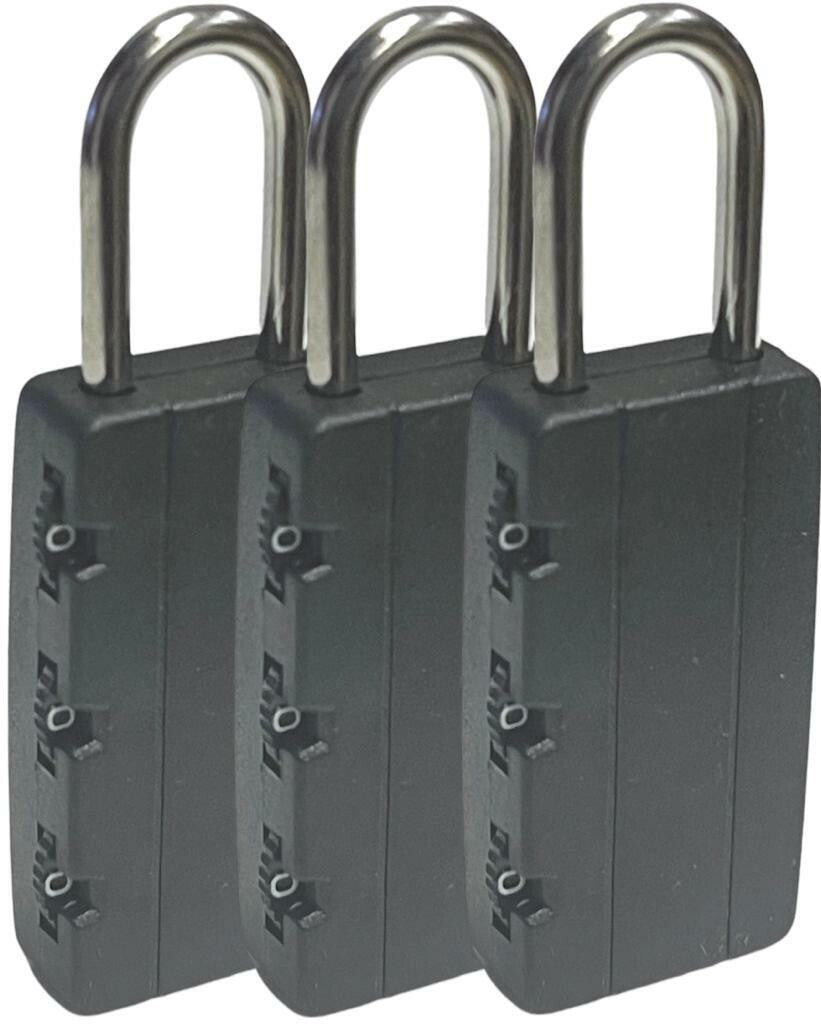 3 X COMBINATION PADLOCK 3 DIGIT BLACK 40Mm LOCK SECURITY TRAVEL LUGGAGE SUITCASE