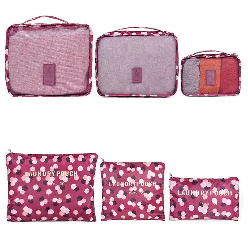 6Pcs Travel Organizer Set Suitcase Storage Bag Portable Clothes Underwear Shoes Cubes for Travels Makeup Bags Luggage Organizers