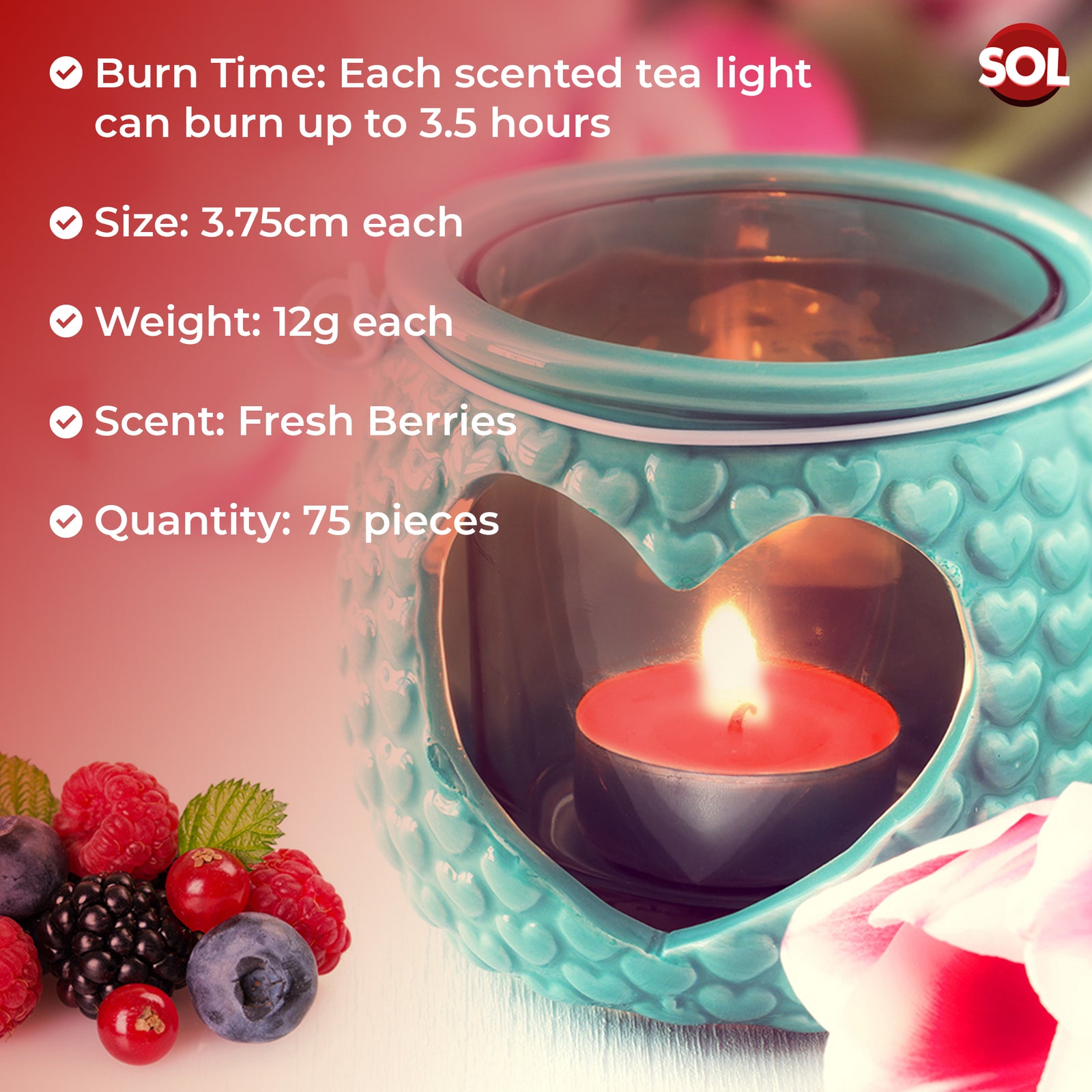 75Pk Scented Tea Lights Candles | Various Perfumes 4 Hour Burn Night T Tealights