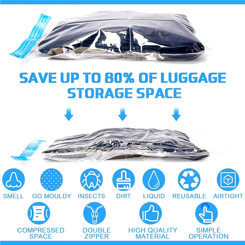 Travel Compression Bags, Roll up Travel Space Saver Bags for Luggage, Cruise Ship Essentials Cothes