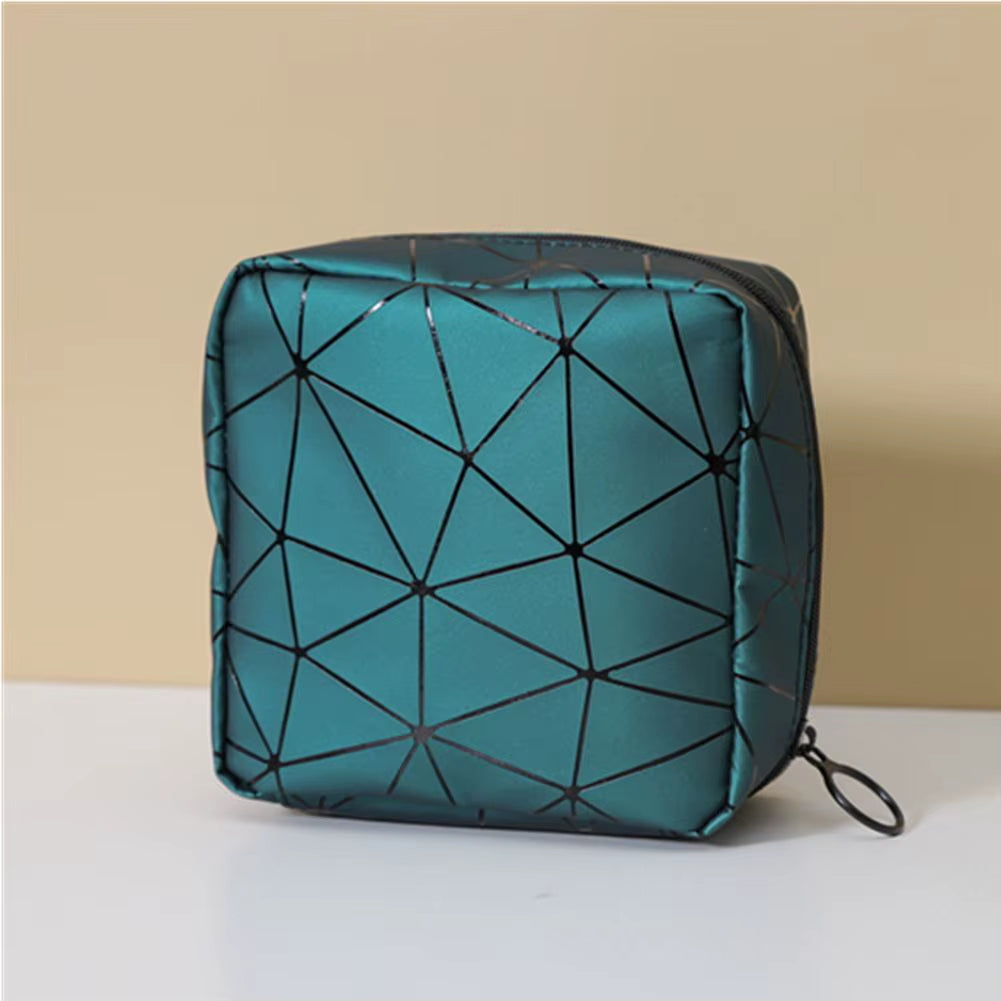 Multifunctional Rhombus Pattern Sanitary Pad Bags Reusable Napkin Storage Organizer Women Pad Pouch Bags Portable Makeup Bags