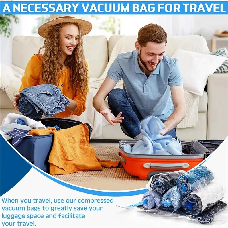 Travel Compression Bags, Roll up Travel Space Saver Bags for Luggage, Cruise Ship Essentials Cothes