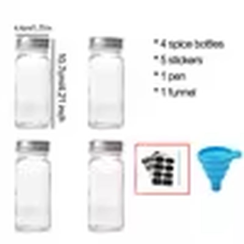 Glass Spice Jars with Bamboo Lid Spice Seasoning Box Spice Containers Pot Salt Pepper Bottle Kitchen Supplies Organizer Jar Set