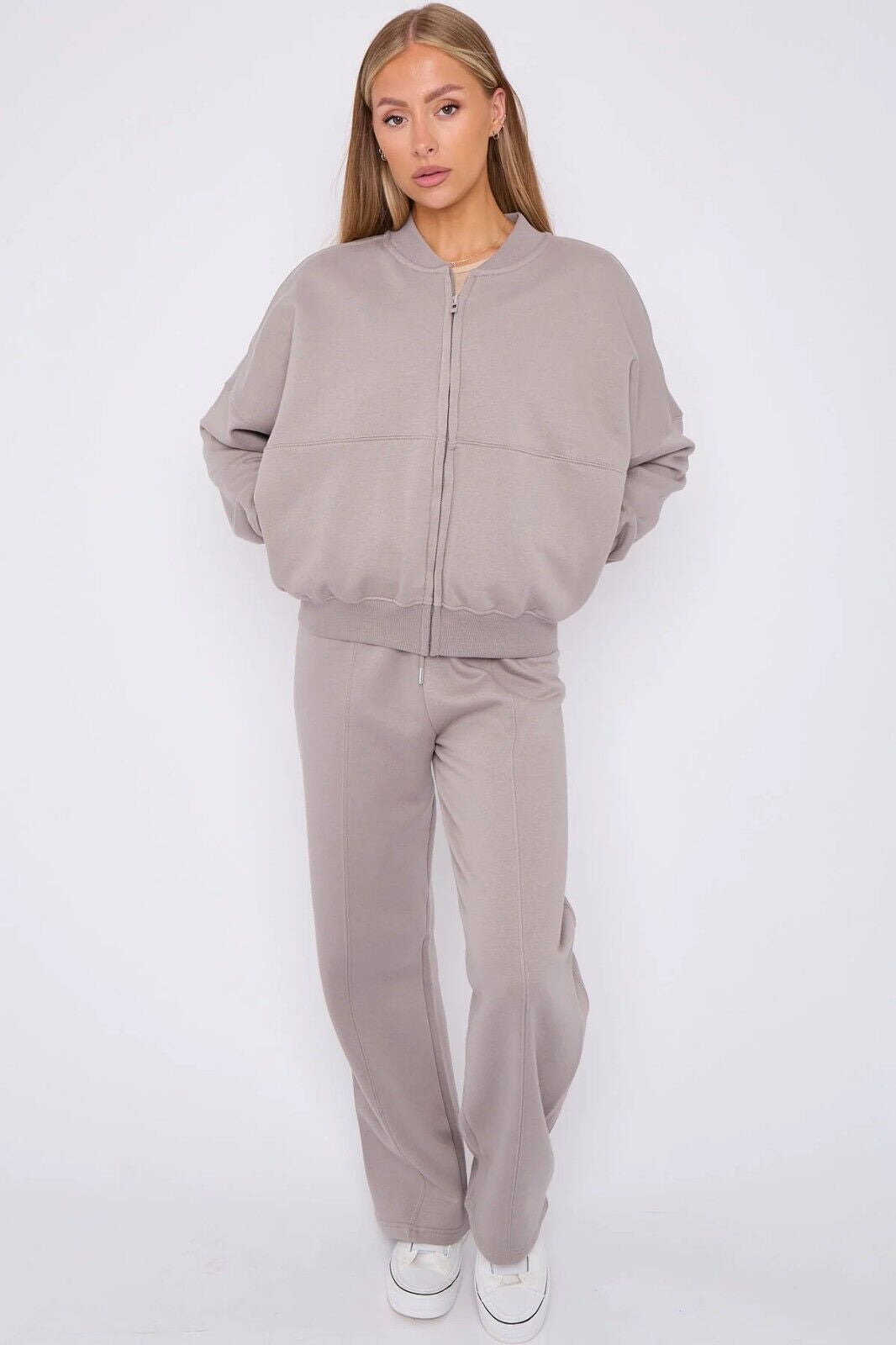 Women Bomber Oversize Baggy 2 Piece Lounge Wear Casual Set Ladies Suit Tracksuit