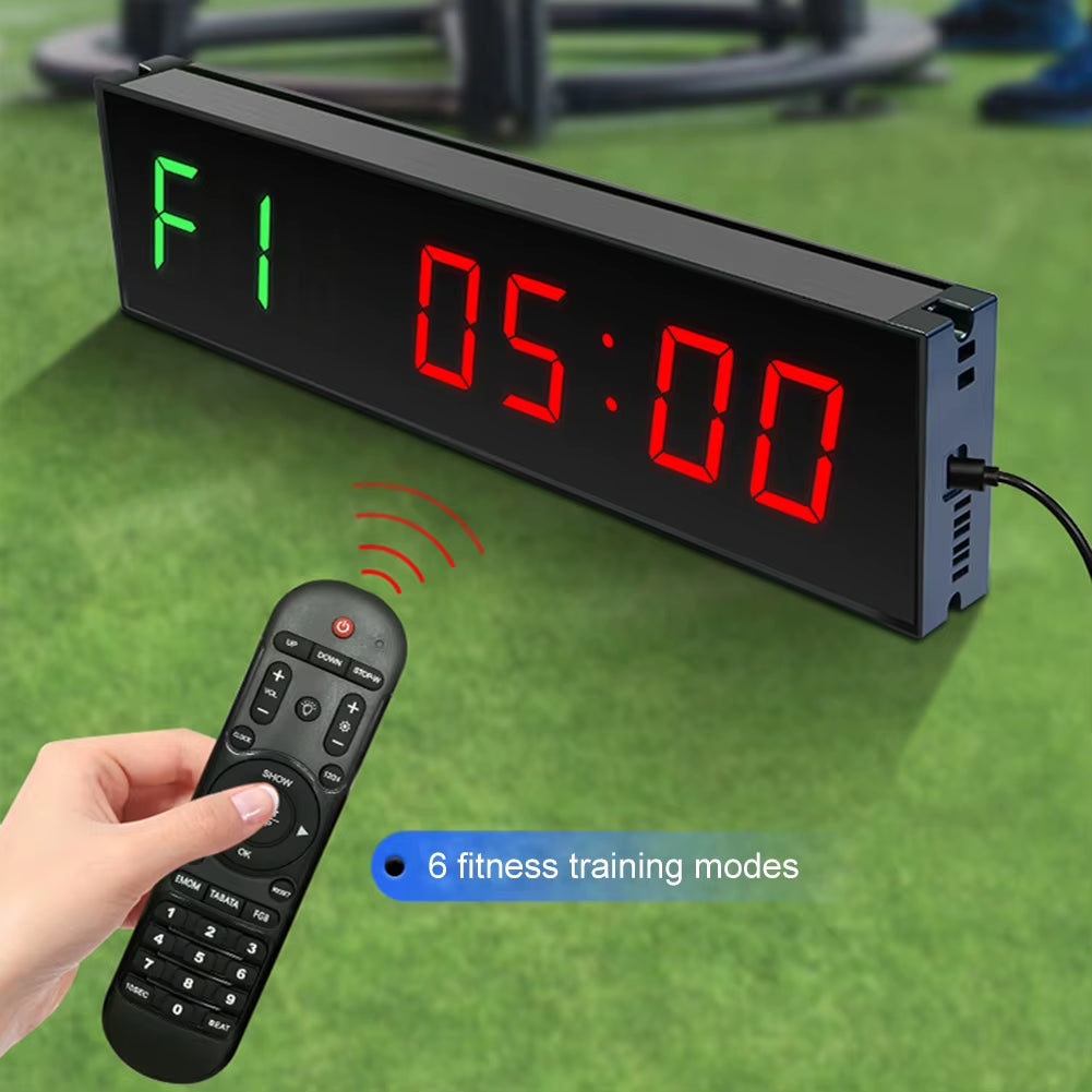 LED Digital Countdown Clock Wall Mounted Gym Timer with Adhesive Hook Digital Kitchen Timer Remote Control Sport Stopwatch
