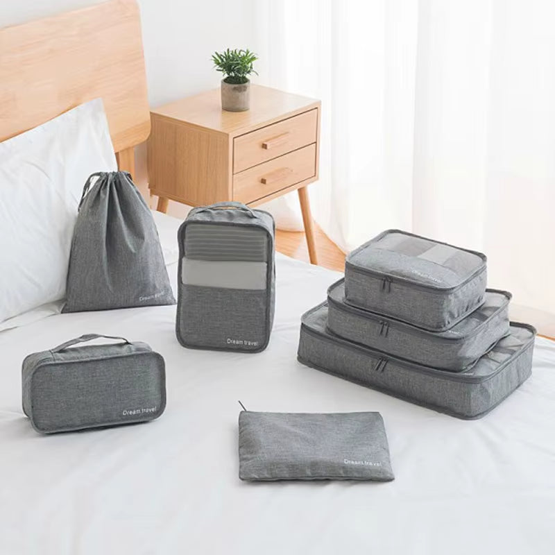 High-Grade 7Pcs/Set Suitcase Organizer Koffer Luggage Organizer Laundry Pouch Packing Cubes Set Storage Bag for Clothes