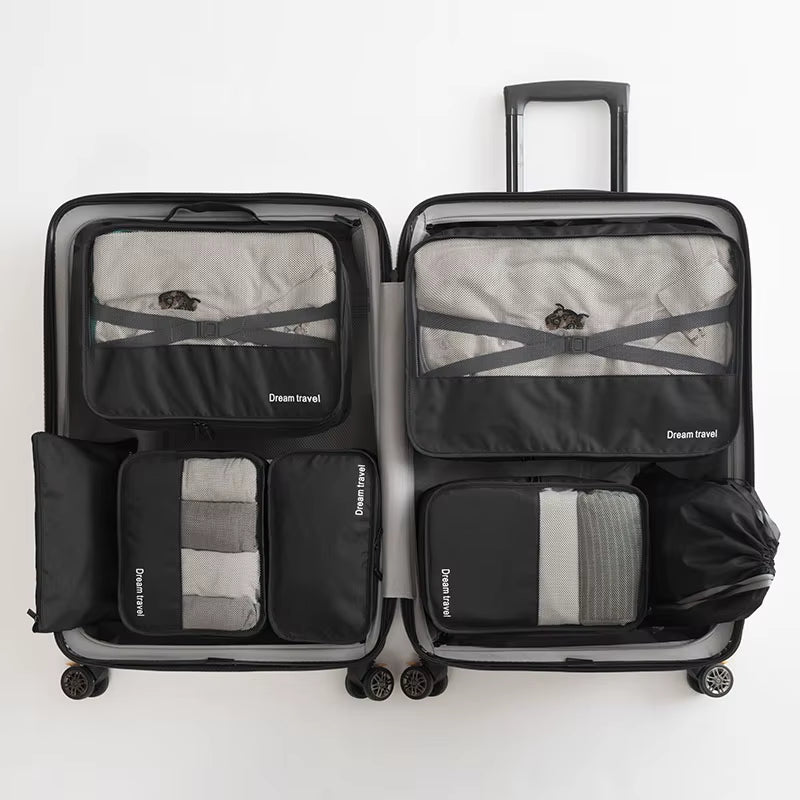 High-Grade 7Pcs/Set Suitcase Organizer Koffer Luggage Organizer Laundry Pouch Packing Cubes Set Storage Bag for Clothes