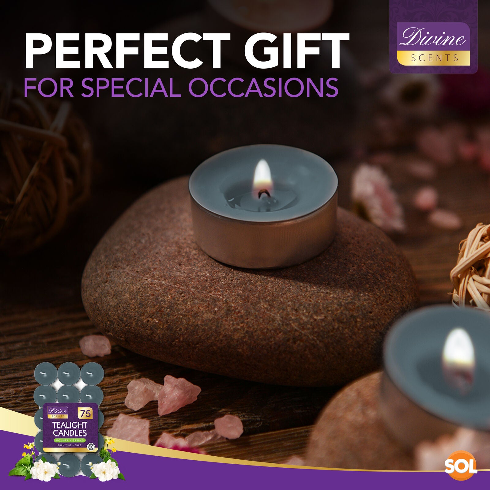 75Pk Scented Tea Lights Candles | Various Perfumes 4 Hour Burn Night T Tealights