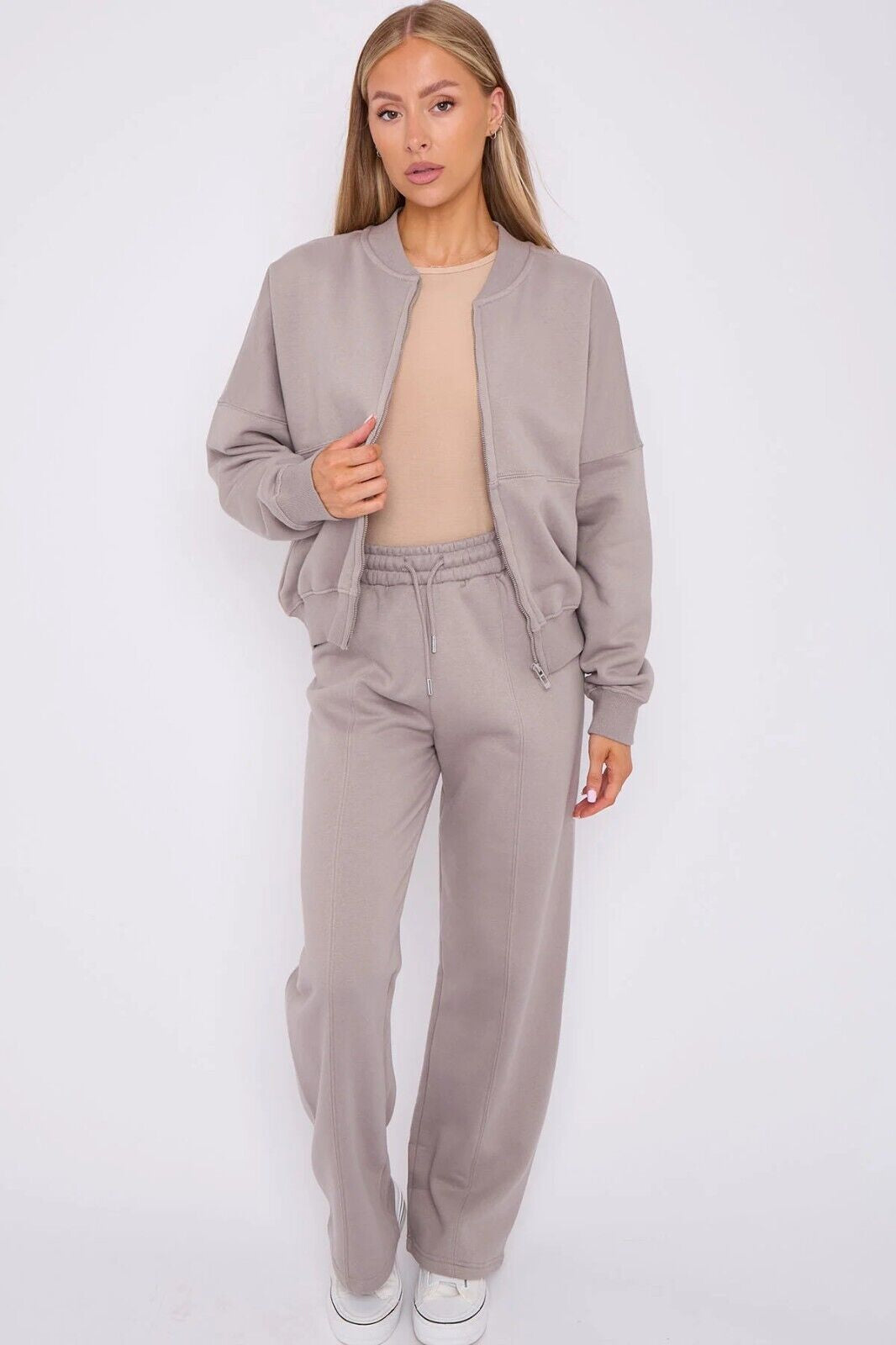Women Bomber Oversize Baggy 2 Piece Lounge Wear Casual Set Ladies Suit Tracksuit