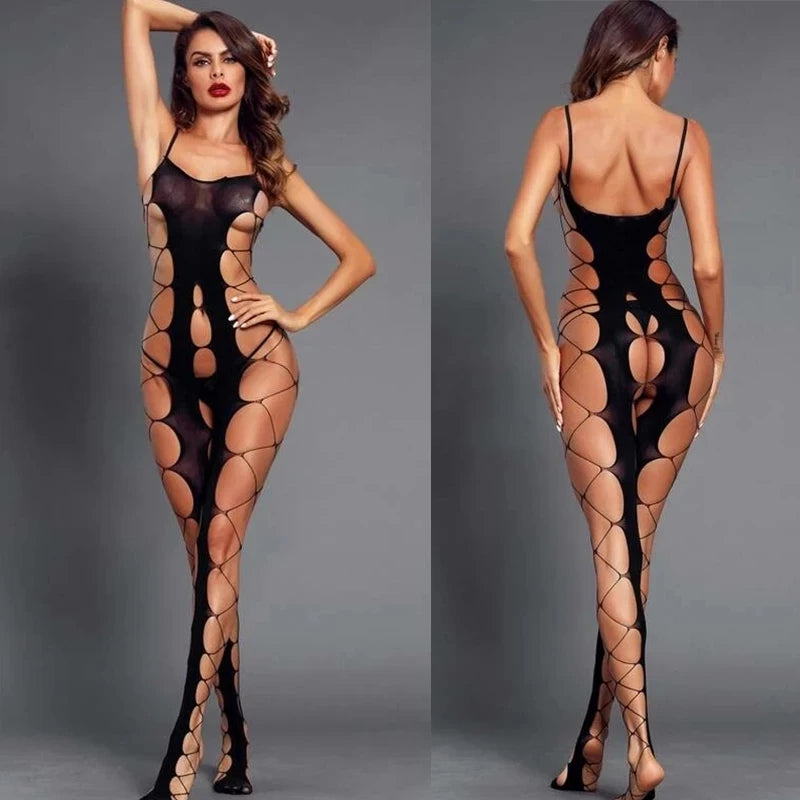Lingerie Bodysuit Sexy Open Crotch Bodystocking Erotic Fishnets Body Stocking Underwear Outfits for Woman Jumpersuits Costumes