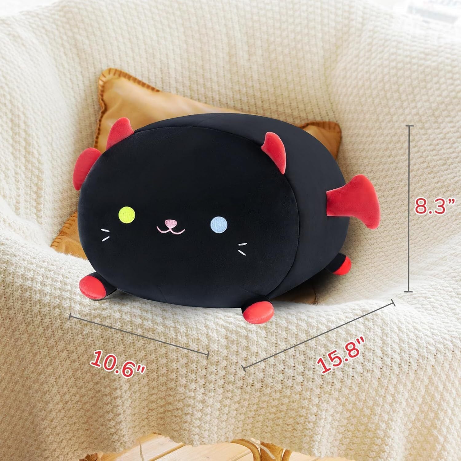 Long Cat Pillow Plush Sleeping Hugging Cushion Stuffed Cute Squishy Kitty Black