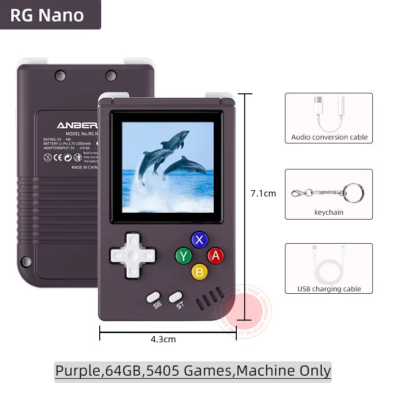 G Nano Handheld Game Console Portable Retro Video Games Consoles Hand Held Aluminum Alloy CNC Music Player 1.54Inch IPS