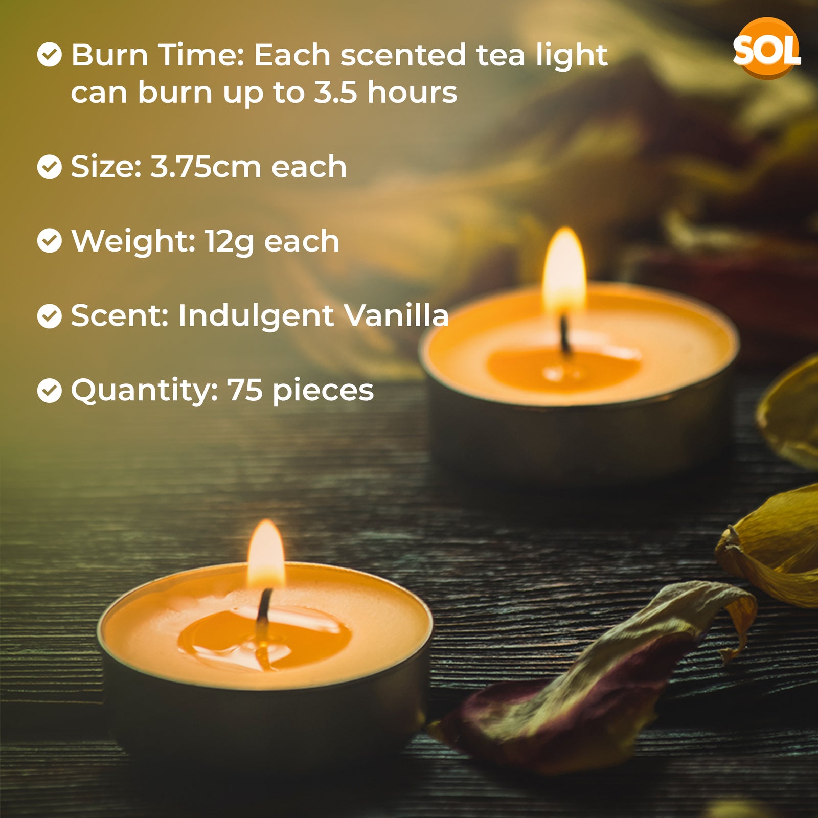 75Pk Scented Tea Lights Candles | Various Perfumes 4 Hour Burn Night T Tealights